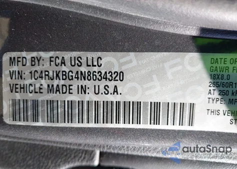 2022 Jeep Grand Cherokee L Limited 4X4 z USA, uszkodzony, nr VIN 1C4RJKBG4N8634320